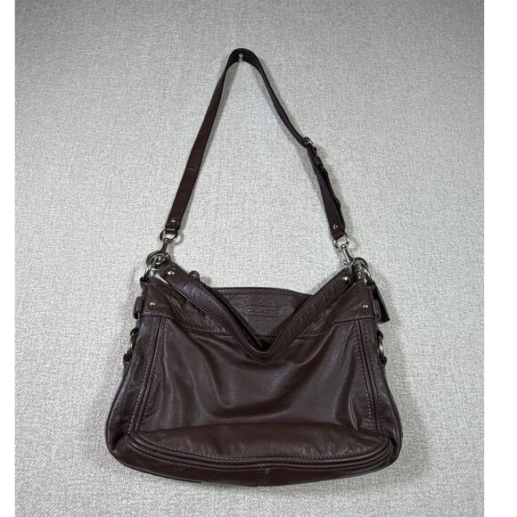 Coach Women Brown Zoe Hobo Shoulder Handbag Leather Purse Classic Bag Designer - Picture 1 of 9